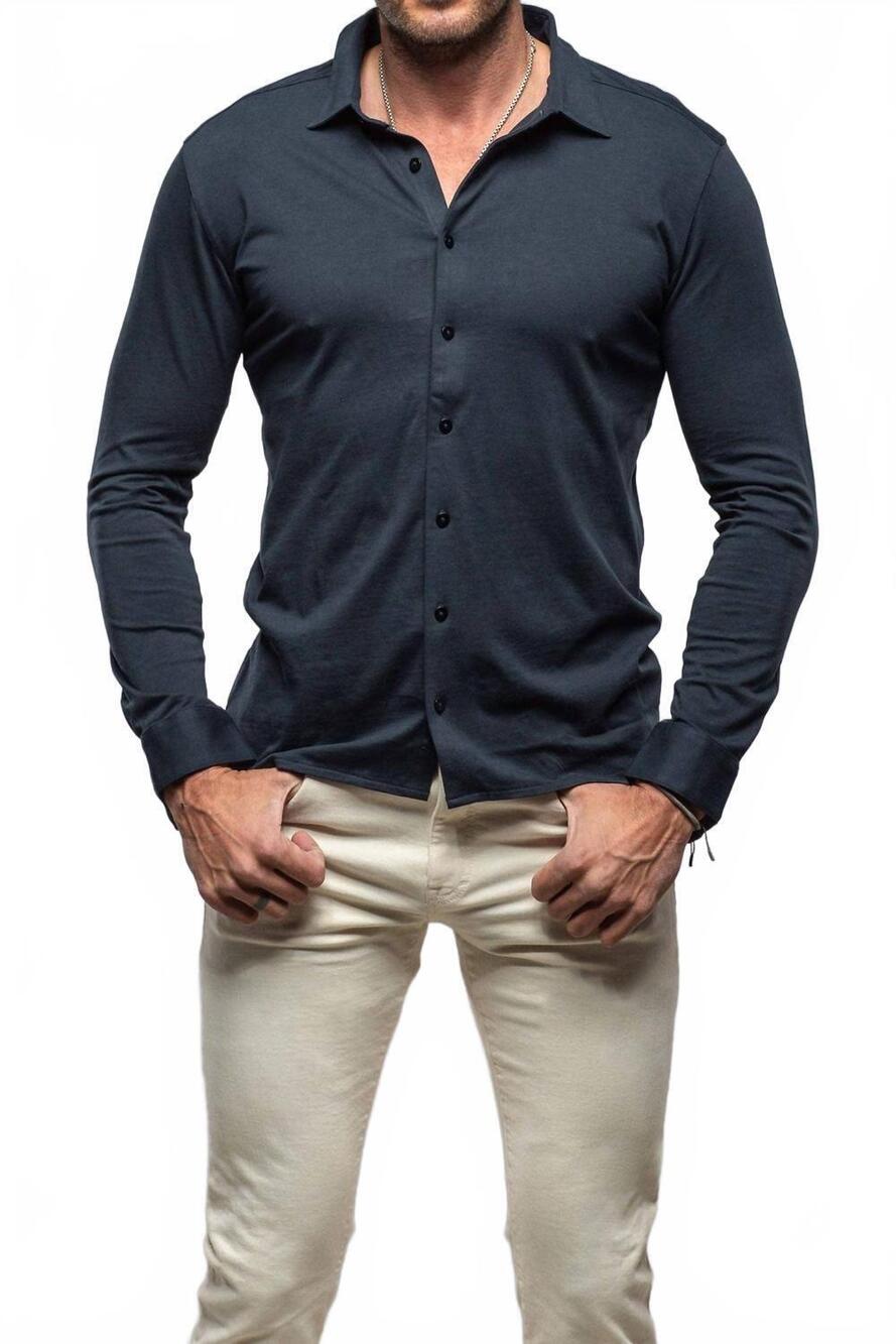 NEW GEORGE ROTH long sleeve button up shirt in navy